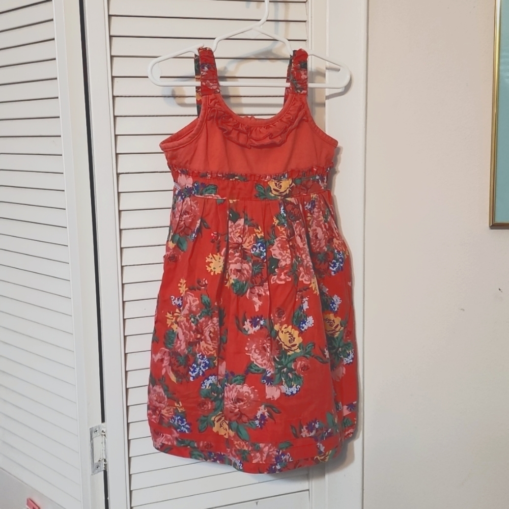 Blueberi Boulevard Strappy Floral Coral Dress with Pockets, Size 4T